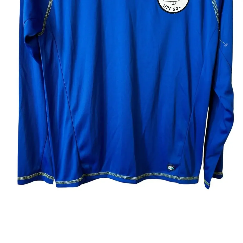Beach Bros Mens UPF 50+ Long Sleeve Rash Guard Blue Small Swimwear Vacation New
